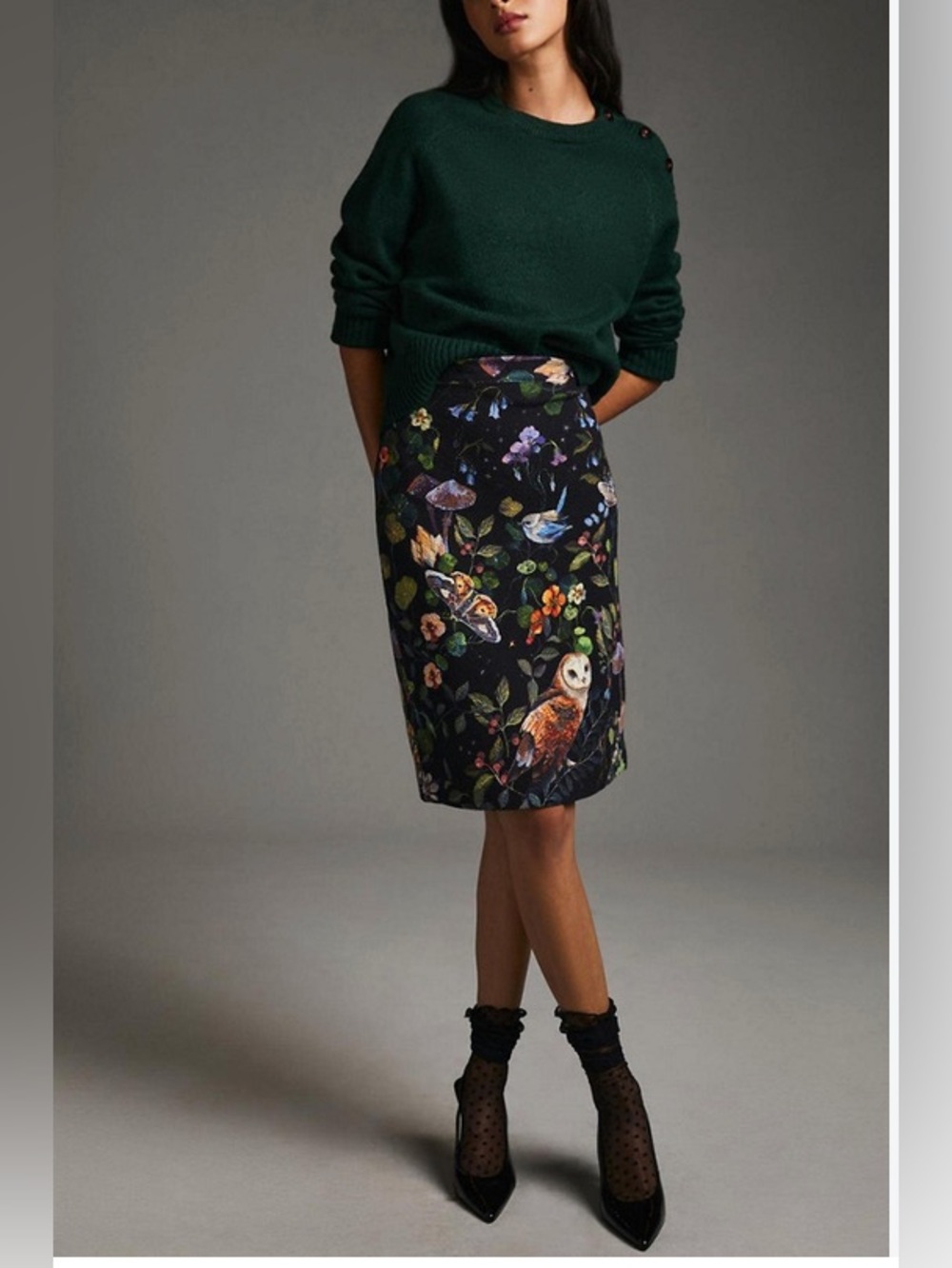 Anthropologie Claire McAllister Woodland Print Pencil Skirt